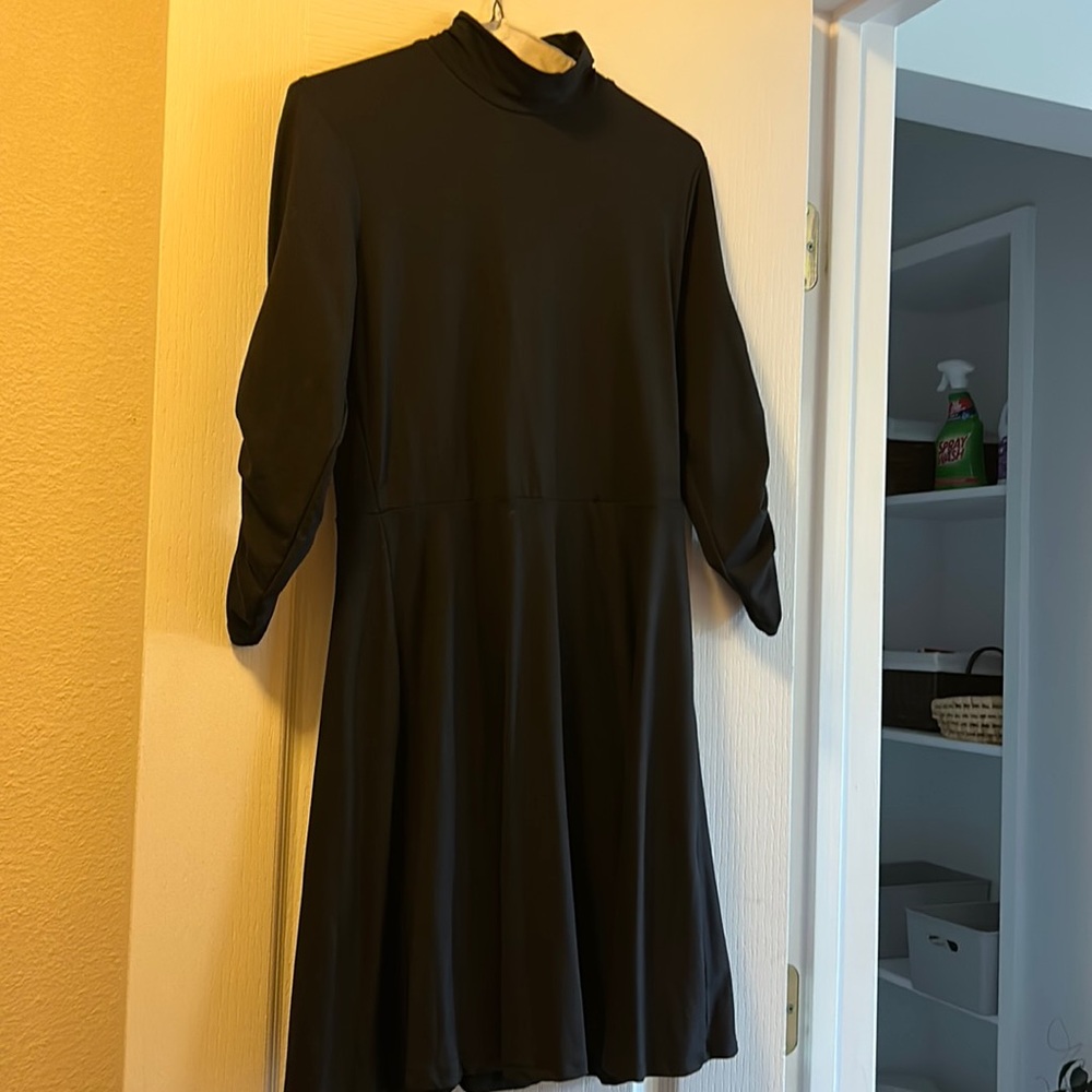 Black mock turtle neck dress